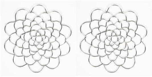 Flower Arrangement Holder Set - 2 Pieces - Flower Stand - Stainless Steel - Metal Wire Flower Arranger - Reusable - Flower Arranging Tool - Flower Grid Organizer - Suitable for Vases, Flower Stems and Bouquets - 15cm - Silver