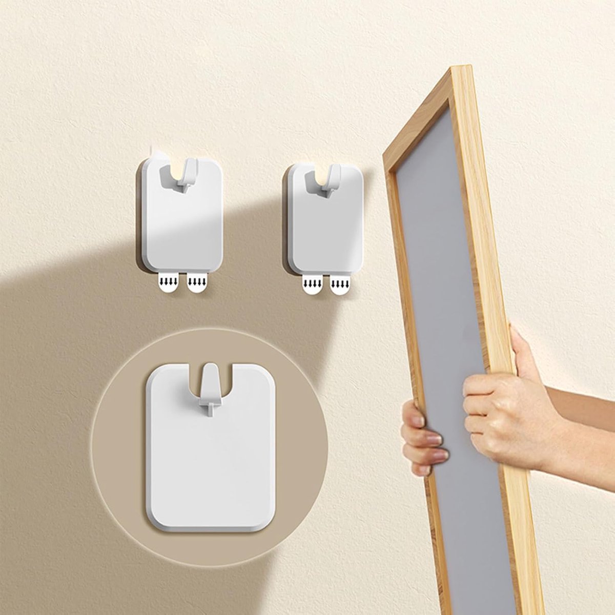 Picture Frame Hangers - 10 Pieces - Hanging Hook - ABS - Self-Adhesive Hooks - Wall Hooks - Towel Hook - Home Accessories - No Drilling Required - Suitable for Home, Office and Photo Frame Decoration - 6.6*5.1*1.2cm - White
