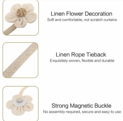 Curtain Holder - 2 Pieces - Curtain Tie Back - Curtain Tie Rope - Magnetic Curtain Cord - Beige - 40 cm
