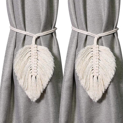 Curtain Holder - 2 Pieces - Curtain Tie Back - Curtain Tie Rope - Curtain Tie Back Hook - Curtain Ties - Beige - 116 cm Long