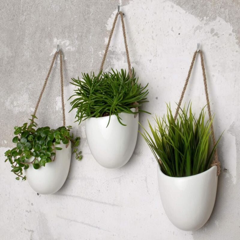 Fei Yu 3-Pack White Ceramic Wall Pots