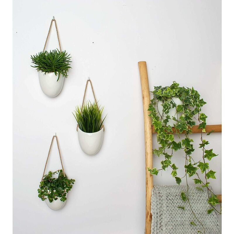 Fei Yu 3-Pack White Ceramic Wall Pots
