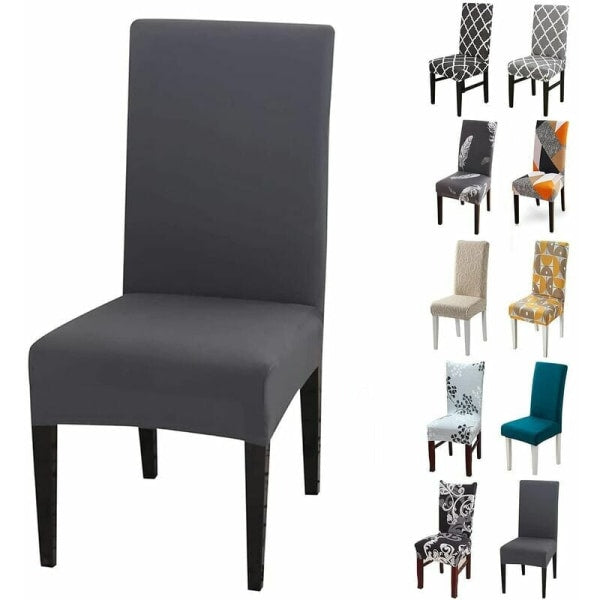 Set of 6 Universal Stretch Chair Covers - Modern - Grey