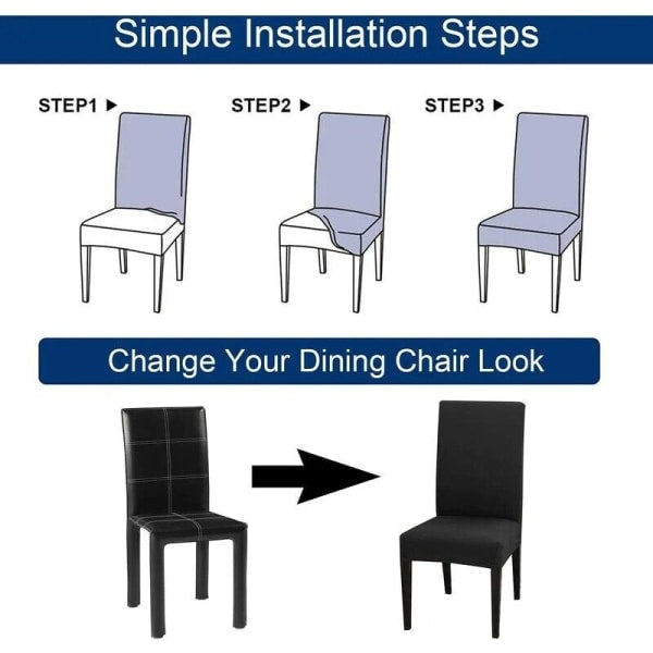 Set of 6 Universal Stretch Chair Covers - Modern - Grey