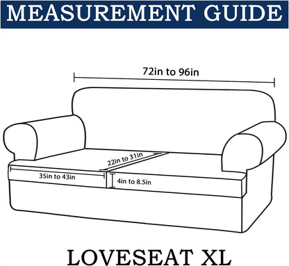 3 Piece T Cushion Sofa Slipcovers Thick Couch Cover Furniture Protector Stretch T Cushion Sofa Covers for 2 Cushion Couch with 2 Individual T Cushion Covers Washable (Blue, Loveseat X-Large)