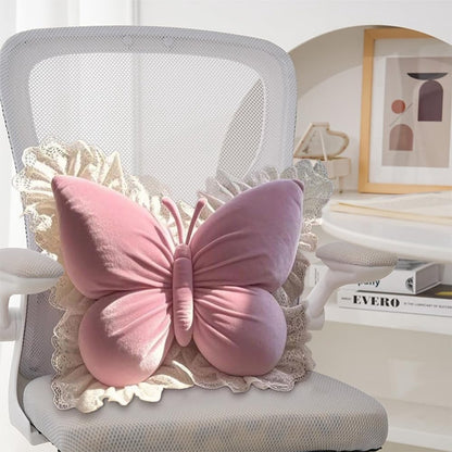 Decorative Cushions - Butterfly-shaped decorative cushion - Soft, supportive cushion - Suitable for office chairs and car seats (Pink)