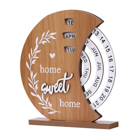 Calendar - Wooden Perpetual Calendar - Vintage Rotating Calendar - Suitable for Home Offices - Perfect Home Decor - Excellent Choice for Housewarming or Thank You Gifts (Moon)