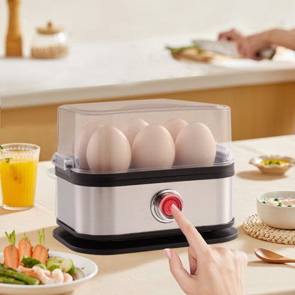 Electric Egg Boiler - Egg Boiler 6 Eggs - Made of Stainless Steel - Intelligent Steamer with Automatic Shut-Off