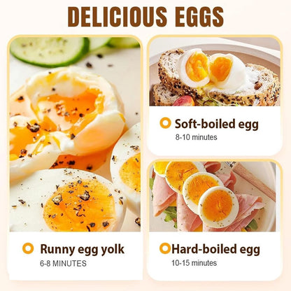 Electric Egg Boiler - Egg Boiler 6 Eggs - Made of Stainless Steel - Intelligent Steamer with Automatic Shut-Off