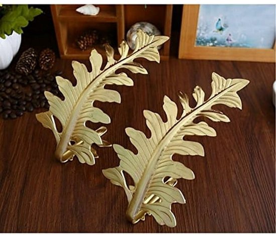 Curtain Hook - Leaf Curtain Wall Hook - Curtain Accessory - Set of 2 (Gold)