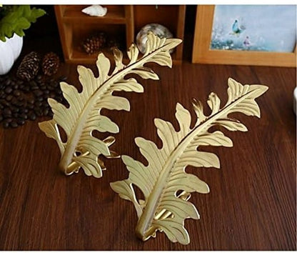Curtain Hook - Leaf Curtain Wall Hook - Curtain Accessory - Set of 2 (Gold)