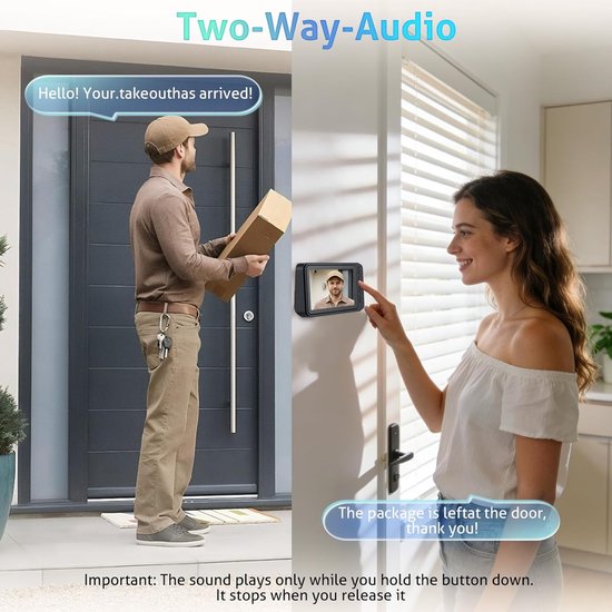 Wireless Doorbell with Camera - 1080P Image & 4.5 Inch Screen - No WiFi Required - Range Up to 120m - Night Vision