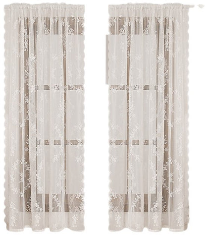 Window Screen - Ice Flower Christmas Tree Window Screen - Wire Mesh - European and American - Christmas - Curtain - Net Curtain 2-piece set (150*100cm)
