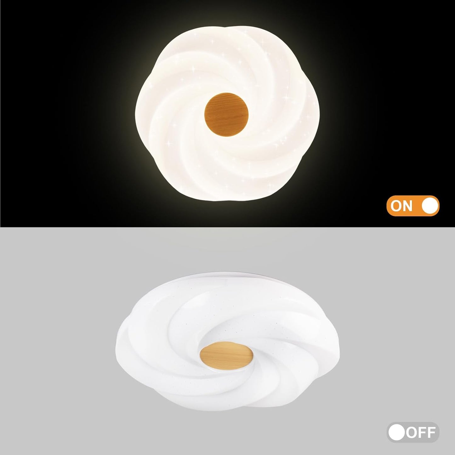 LED recessed ceiling light, 48W dimmable flower shape ceiling lamp, 14.8 inch 3 CCT, close to the ceiling, suitable for bedroom, hallway, living room,