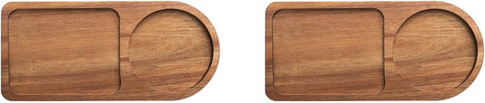 Guihydur 2 x coffee set, wooden, tray for serving food, coffee, tea set, table decoration, accessories C