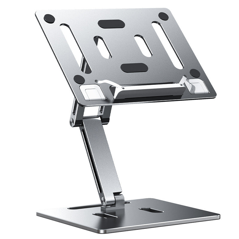 Computer Stand - Adjustable Lift Stand - Suitable for laptop, tablet, textbooks, cookbooks and magazines - Cooling vents - Metal - Silver