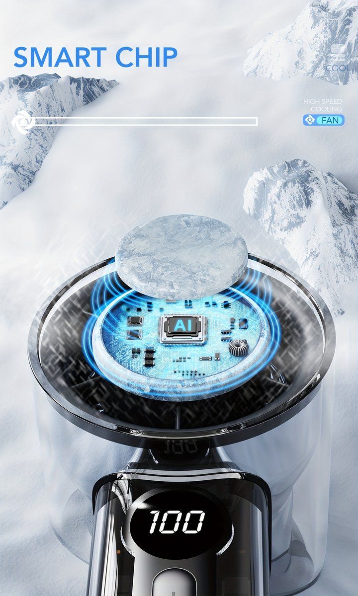 USB Rechargeable Mini Fan with Ice, Cold Cooling, 3000mAh, Handheld Fan with 100 Adjustable Settings, Portable Fan