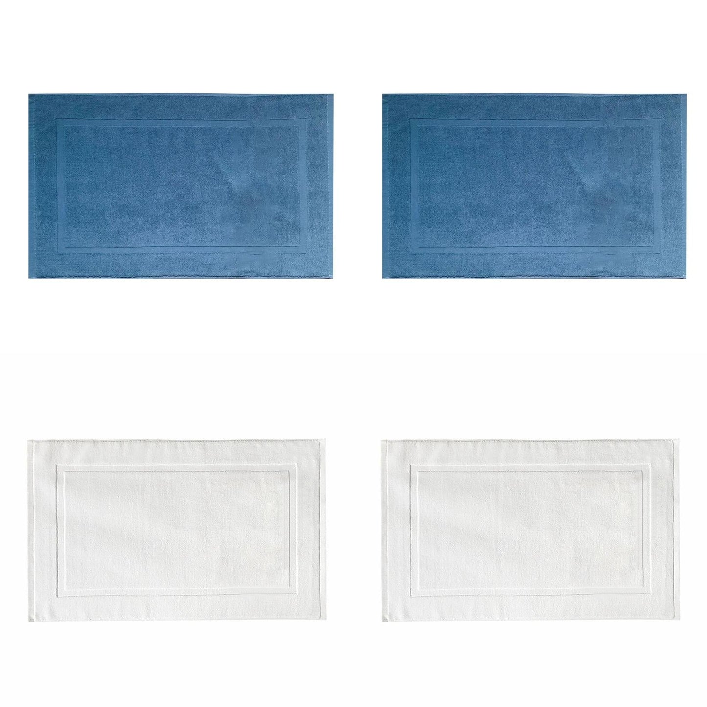 2PCS White Cotton Classic Rug Bath Mats Absorbent Cotton Hotel Spa Shower Bathtub Mats [Not A Bathroom Rug] Machine Washable Shower Bathroom Floor Towel F-White 2PCS & C 2PCS