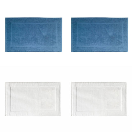 2PCS White Cotton Classic Rug Bath Mats Absorbent Cotton Hotel Spa Shower Bathtub Mats [Not A Bathroom Rug] Machine Washable Shower Bathroom Floor Towel F-White 2PCS & C 2PCS