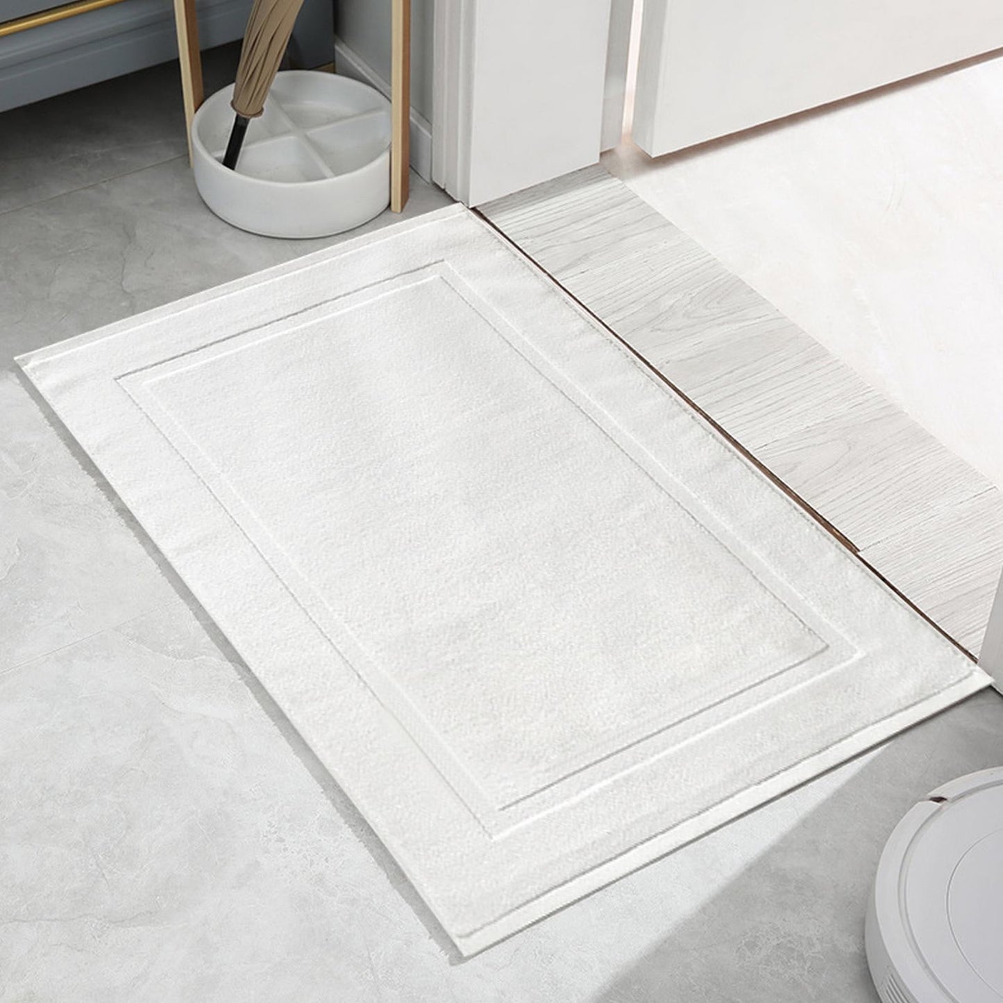 2PCS White Cotton Classic Rug Bath Mats Absorbent Cotton Hotel Spa Shower Bathtub Mats [Not A Bathroom Rug] Machine Washable Shower Bathroom Floor Towel White 1PCS & A 1PCS & B 1PCS & C 1PCS