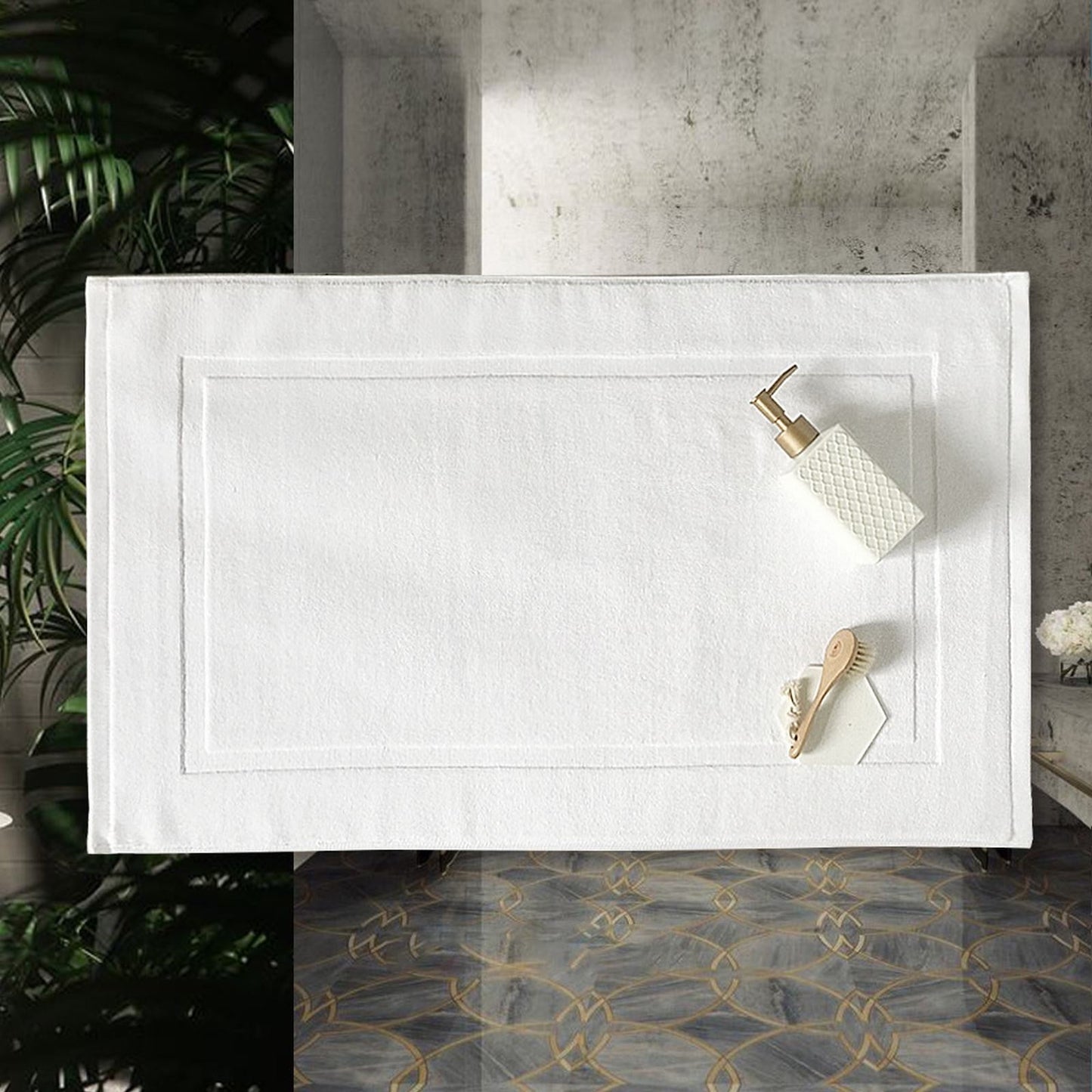 2PCS White Cotton Classic Rug Bath Mats Absorbent Cotton Hotel Spa Shower Bathtub Mats [Not A Bathroom Rug] Machine Washable Shower Bathroom Floor Towel White 1PCS & A 1PCS & B 1PCS & C 1PCS