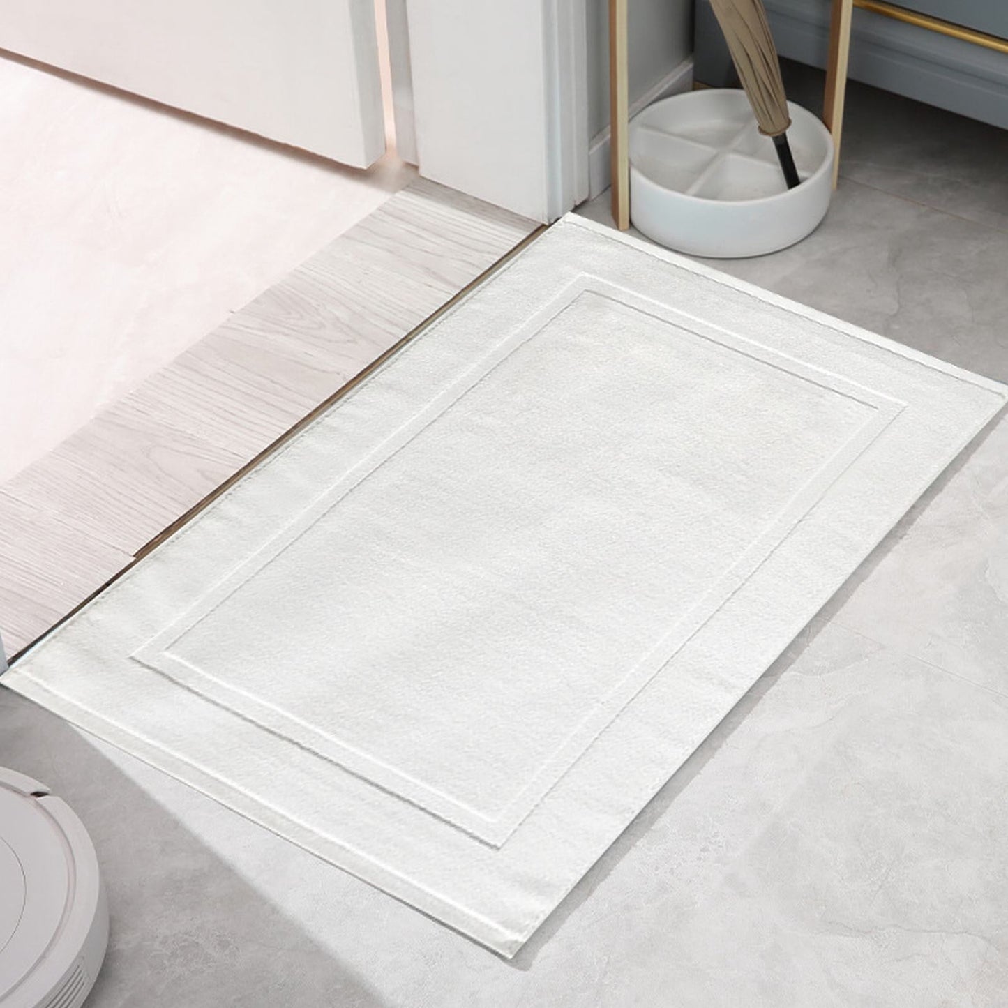2PCS White Cotton Classic Rug Bath Mats Absorbent Cotton Hotel Spa Shower Bathtub Mats [Not A Bathroom Rug] Machine Washable Shower Bathroom Floor Towel White 1PCS & A 1PCS & B 1PCS & C 1PCS