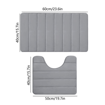 Memory Foam Toilet Rug, Non-Slip Bathroom Rugs, Toilet Rugs U Shaped Washable, Commode Contour Rug, Soft Comfortable Super Water Absorption #2_Gray