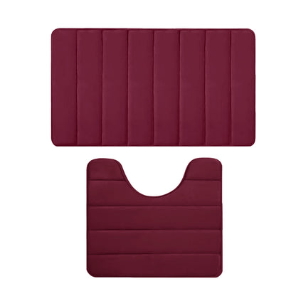 Memory Foam Toilet Rug, Non-Slip Bathroom Rugs, Toilet Rugs U Shaped Washable, Commode Contour Rug, Soft Comfortable Super Water Absorption #2_Red