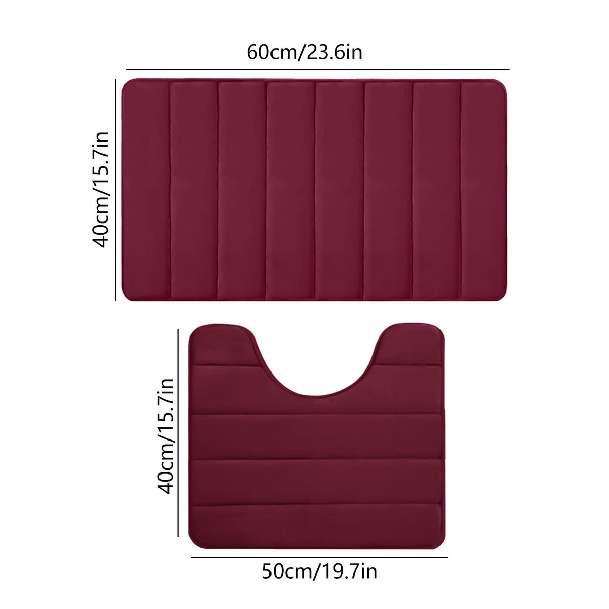 Memory Foam Toilet Rug, Non-Slip Bathroom Rugs, Toilet Rugs U Shaped Washable, Commode Contour Rug, Soft Comfortable Super Water Absorption #2_Red