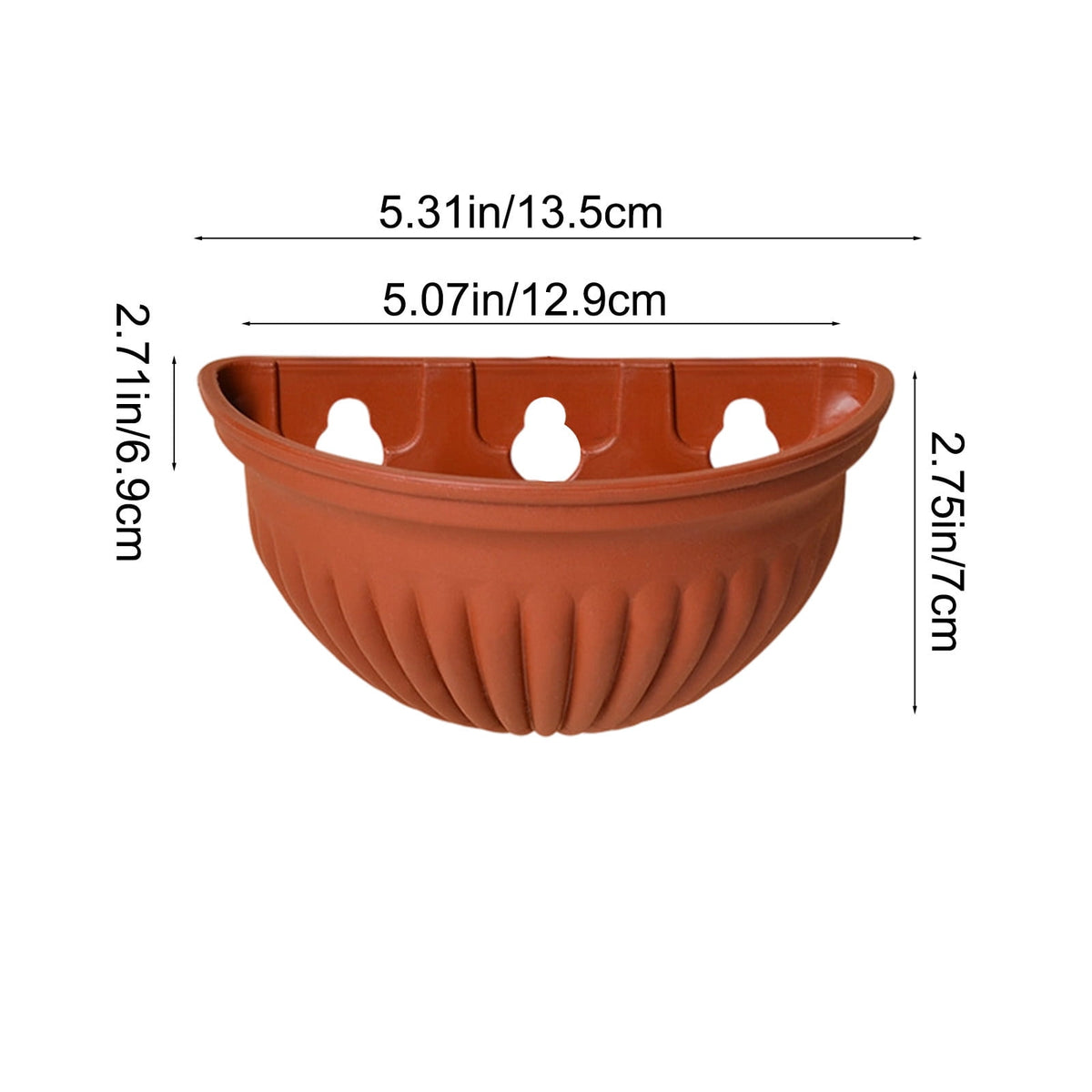 Semi-Circular Hanging Planters for Indoor Outdoor Plants, Wall Mount Flower Pot Holder Hanger for Indoor and Outdoor Use Brown