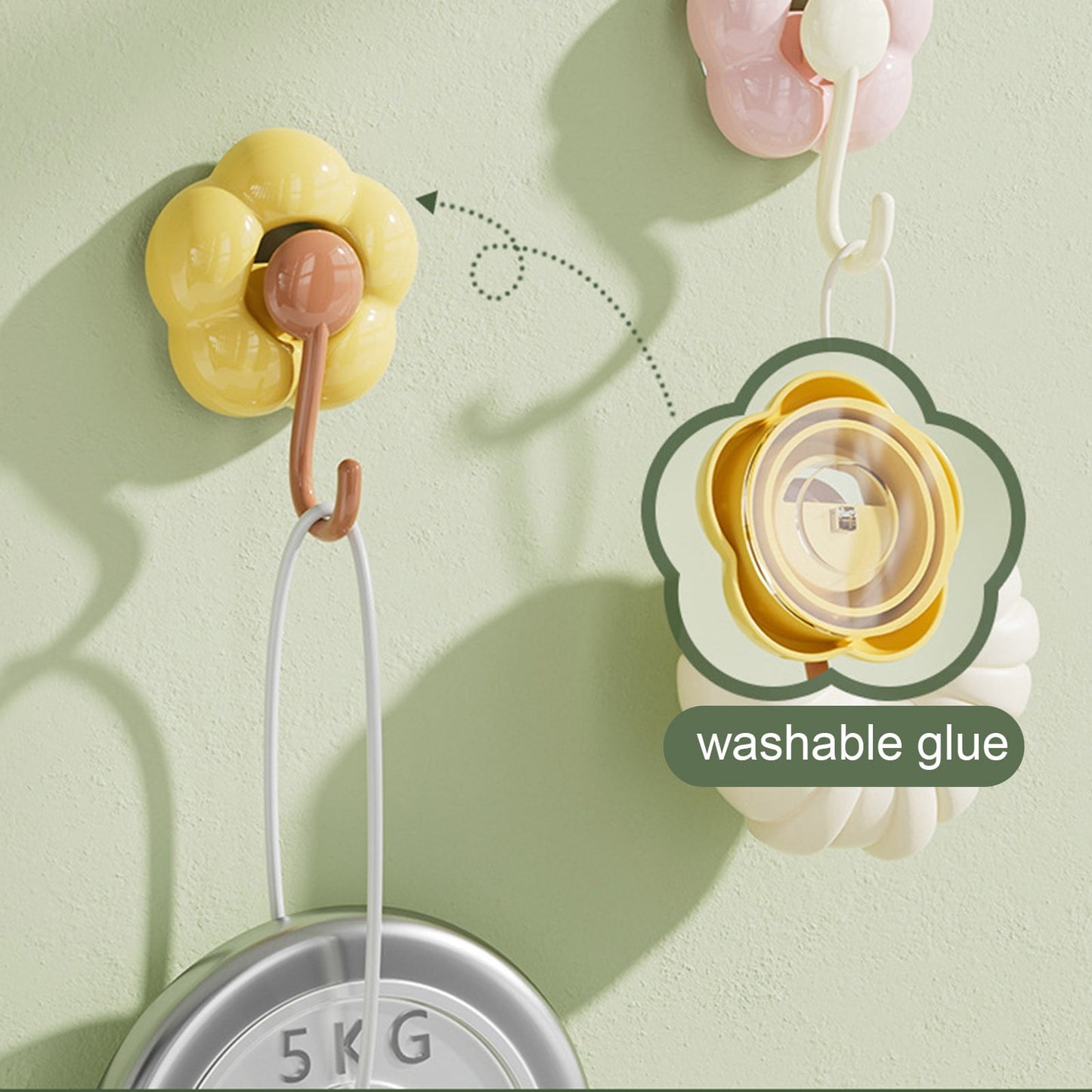 Clearance! JWDX Hooks, Traceless Hook, Sunflower Shaped Suction Cup Hooks for Hanging Without Drilling Leaving No Marks. Strong Vacuum Suction Hooks for Kitchen Living Room and Bathroom. Z4-Green