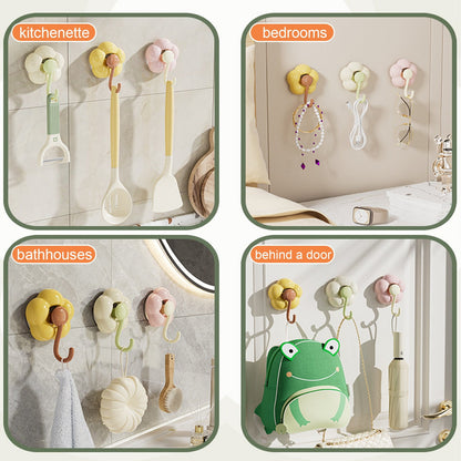 Clearance! JWDX Hooks, Traceless Hook, Sunflower Shaped Suction Cup Hooks for Hanging Without Drilling Leaving No Marks. Strong Vacuum Suction Hooks for Kitchen Living Room and Bathroom. Z4-Green