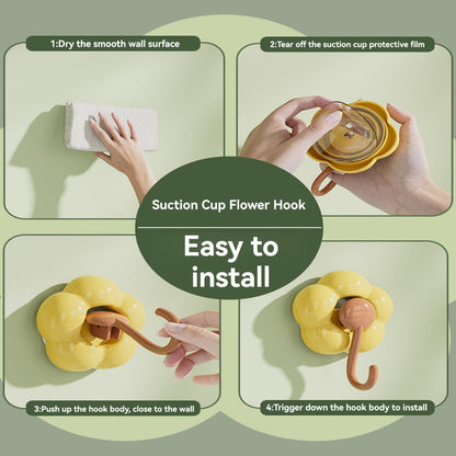 Clearance! JWDX Hooks, Traceless Hook, Sunflower Shaped Suction Cup Hooks for Hanging Without Drilling Leaving No Marks. Strong Vacuum Suction Hooks for Kitchen Living Room and Bathroom. Z4-Green