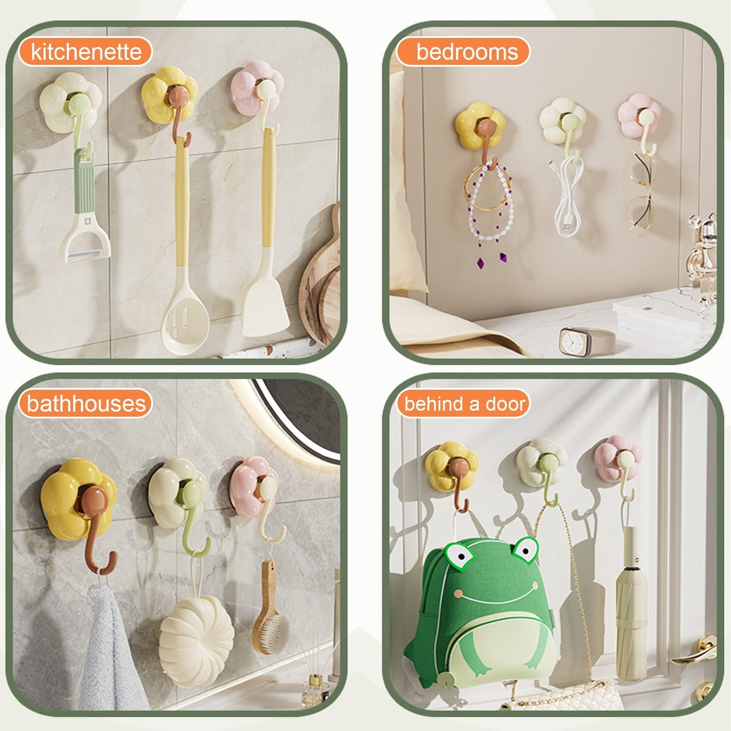 Clearance! JWDX Hooks, Traceless Hook, Sunflower Shaped Suction Cup Hooks for Hanging Without Drilling Leaving No Marks. Strong Vacuum Suction Hooks for Kitchen Living Room and Bathroom. Z4-Red