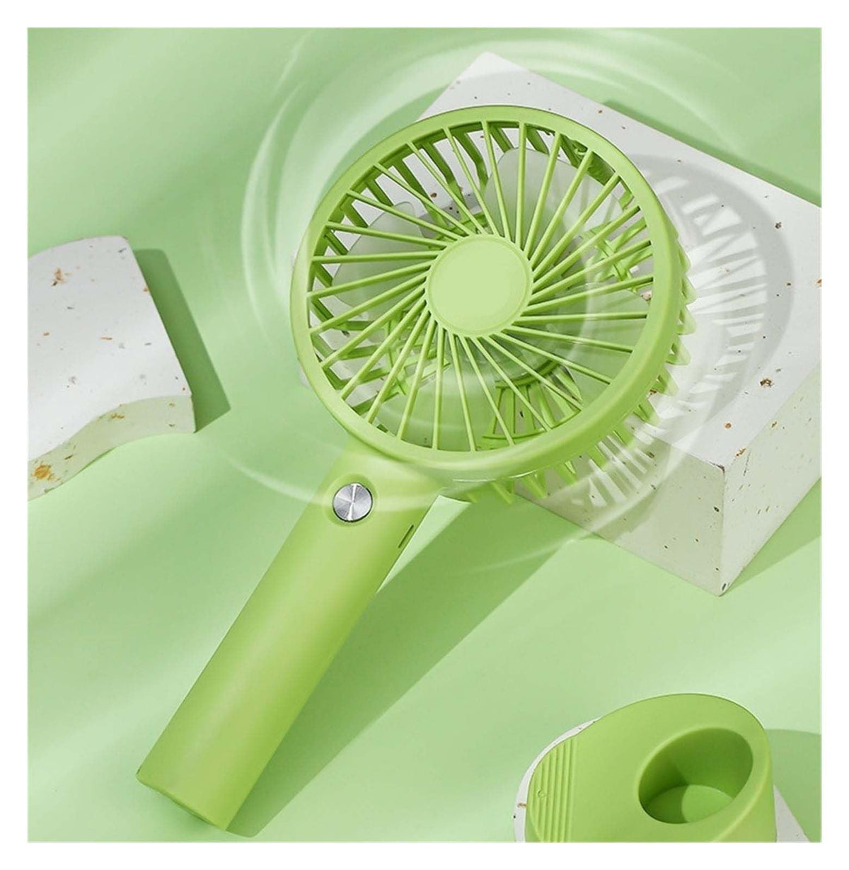 Mini Handheld Fan (White) Portable Fan Powerful Handheld Fan Cute Design 3 Speed Personal Small Desk Fan with Base Lightweight Makeup Usb Rechargeable Fan for Stylish Travel Indoor Outdoo One Size A