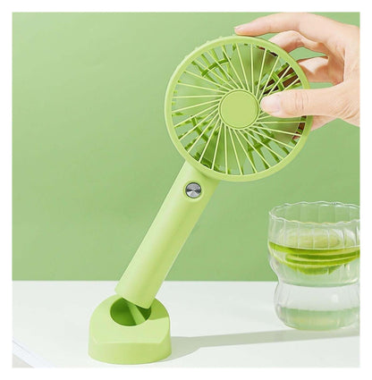 Mini Handheld Fan (White) Portable Fan Powerful Handheld Fan Cute Design 3 Speed Personal Small Desk Fan with Base Lightweight Makeup Usb Rechargeable Fan for Stylish Travel Indoor Outdoo One Size A