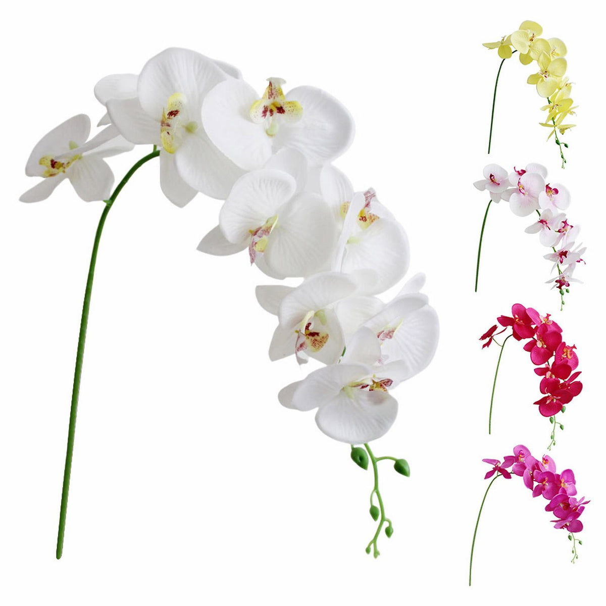 Flowers Faux Butterfly Orchid 1 Pc Real Double Branch Silk Flowers for Wedding Home Office Party Hotel Yard Decoration Restaurant Patio Festive Furnishing, 1 Artificial Flower artificial flowers White