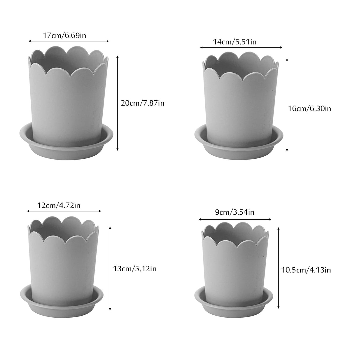 Flower Pots , Garden Supplies Promotion! Plastic Plant Pots for Plants With Saucers Indoor Set of 1 Plastic Planters Modern Flower Pot With Hole for All House Plants Herbs Flowers Or4 Z5-GY2