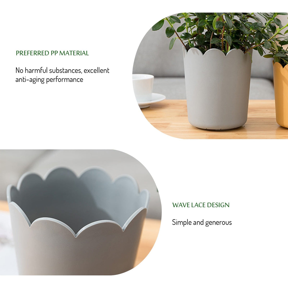 Flower Pots , Garden Supplies Promotion! Plastic Plant Pots for Plants With Saucers Indoor Set of 1 Plastic Planters Modern Flower Pot With Hole for All House Plants Herbs Flowers Or4 Z5-GY2