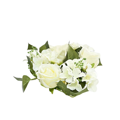 Clearance! JWDX Simulated Pendant, Artificial Flowers Promotion, Simulation Rose Wreath 20Cm Candlestick Wreath Christmas Decoration Window Prop Table Wedding Decoration Flowers E A