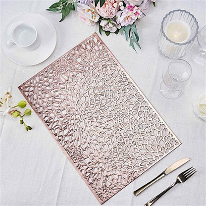 JWDX Placemat Clearance! Rectangular Flower Pvc Placemat Home Daily Table Decoration Pvc Hot Gold Placemat, Kitchen Mat Promotion Include 6*Placemat Rose Gold