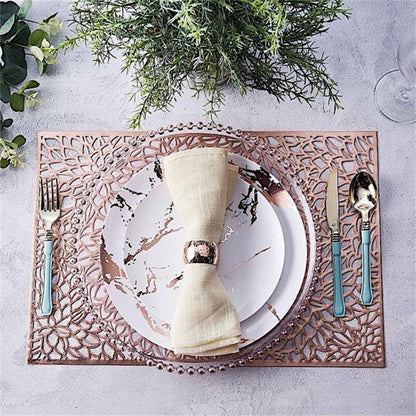 JWDX Placemat Clearance! Rectangular Flower Pvc Placemat Home Daily Table Decoration Pvc Hot Gold Placemat, Kitchen Mat Promotion Include 6*Placemat Rose Gold