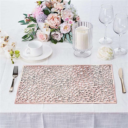 JWDX Placemat Clearance! Rectangular Flower Pvc Placemat Home Daily Table Decoration Pvc Hot Gold Placemat, Kitchen Mat Promotion Include 6*Placemat Rose Gold