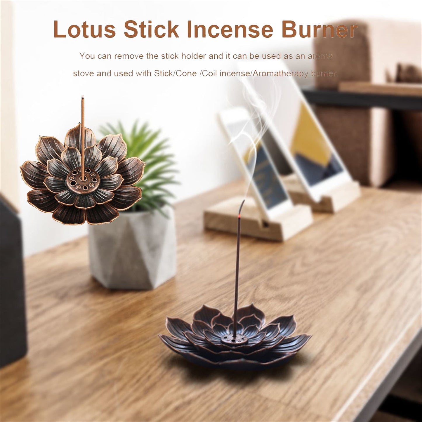 JWDX Rack Clearance! Ash Incense with Burner Brass Flower Burner Yoga Catcher Rack Stick Incense Tea Other, Storage Rack Promotion Include 1*Sandalwood Tray Brown