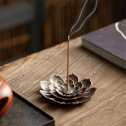 JWDX Rack Clearance! Ash Incense with Burner Brass Flower Burner Yoga Catcher Rack Stick Incense Tea Other, Storage Rack Promotion Include 1*Sandalwood Tray Brown