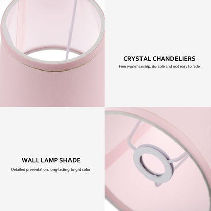 Ortofally Drum Lamp Shade Linen Fabric Lamp Cover Chandelier Lamp Shades for Chandeliers Lights Table Floor Wall Lamps Replacement 17.00X16.00X4.00CM Pink