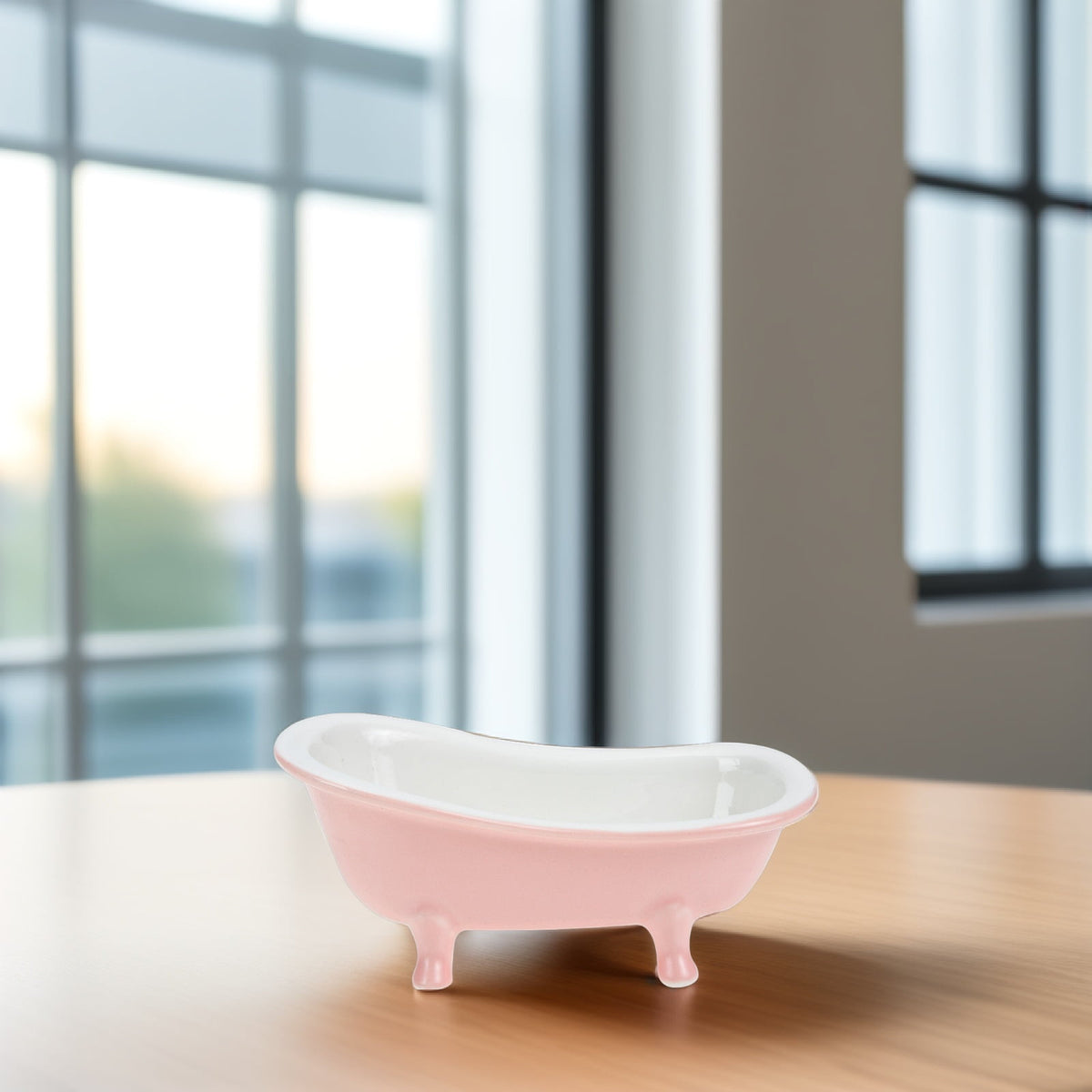Bathtub Shaped Flower Pot Pink Ceramic 1Set 6.3x3.5x2.8in