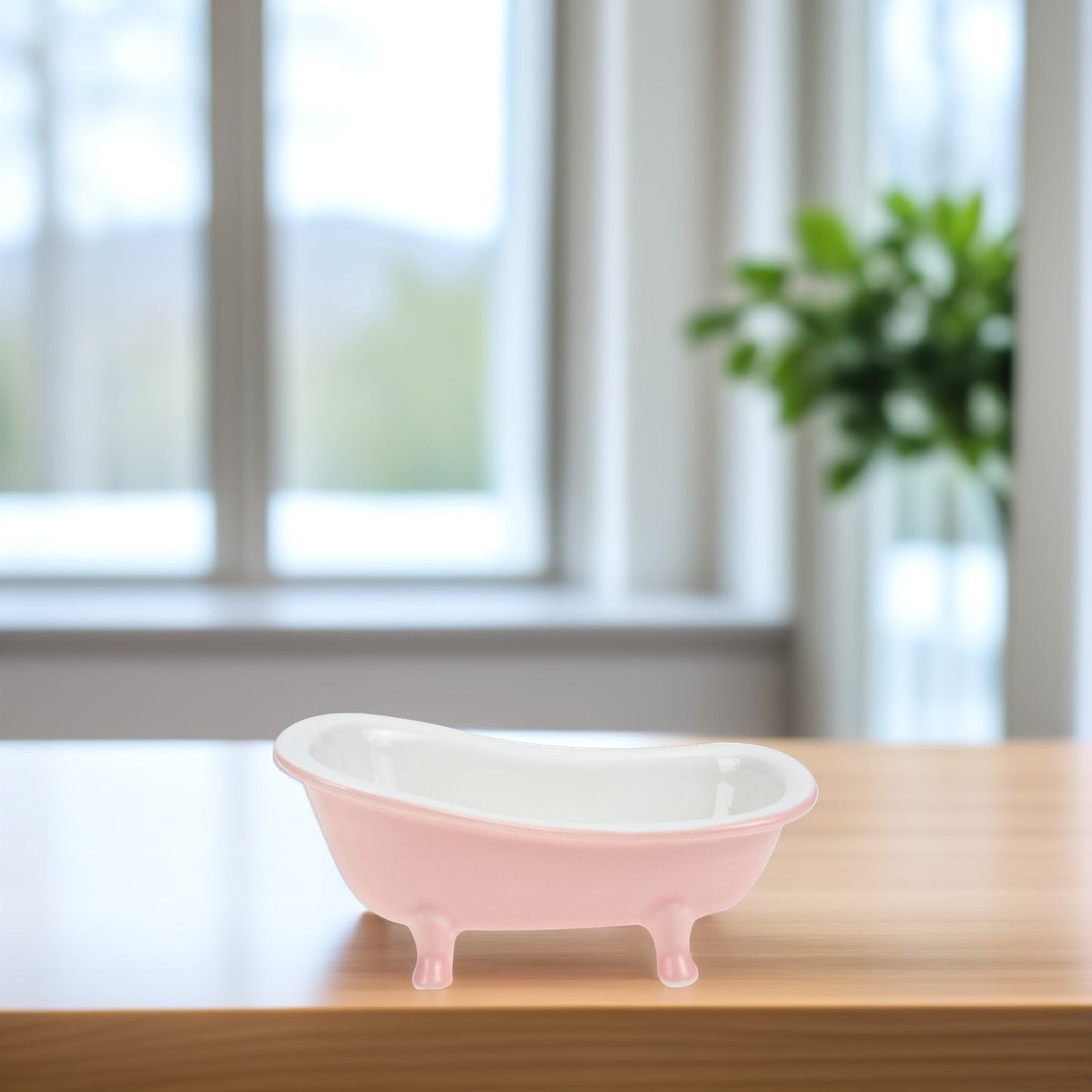 SWETRACE Bathtub Shaped Flower Pot Pink Ceramic 1Set 6.3x3.5x2.8in