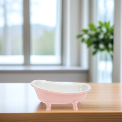 SWETRACE Bathtub Shaped Flower Pot Pink Ceramic 1Set 6.3x3.5x2.8in
