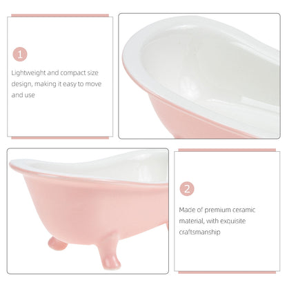 SWETRACE Bathtub Shaped Flower Pot Pink Ceramic 1Set 6.3x3.5x2.8in